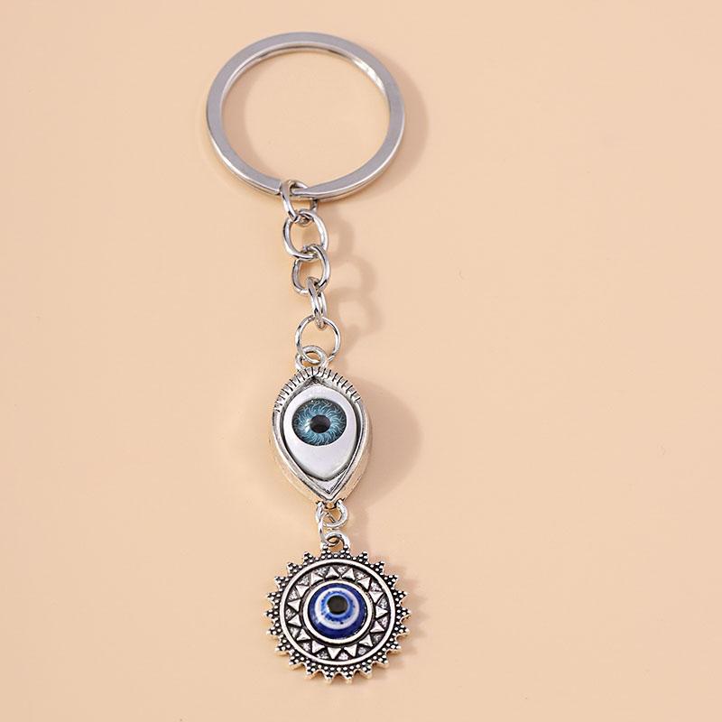 1Pc Bohemia Evil Eye Hamsa Hand Keychain for Women Men Blue Eye Sun Feather Key Ring Bag Pendant Car Key Holder Rings Wholesale