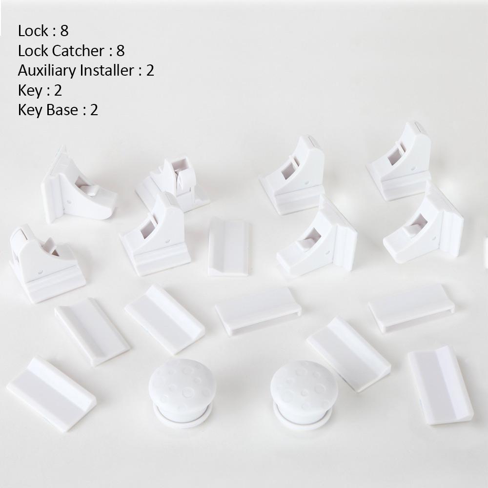 8+2Pcs Magnetic Lock Baby Safety Protection Cabinet Door Lock Kids Security Invisible Drawer Locker
