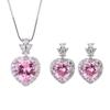 Jewelry Color Treasure Simulation Pink Diamond Jewelry Set Stud Earrings Main Stone 9 * 9 Pendant Necklace 12 * 12