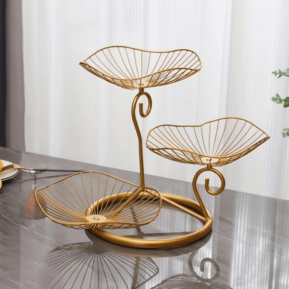 

Lotus Leaf Shape Multi-Layer Serving Tray Metal Wire Fruit Storage Tray Fruit Basket Dining Table