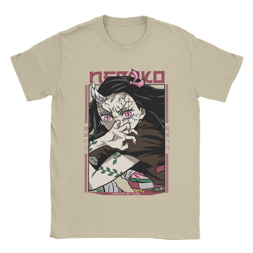 Men Anime Demon Slayer Nezuko T Shirt  100% Cotton Clothes Crazy Short Sleeve Round Collar Tees Big Size T-Shirt