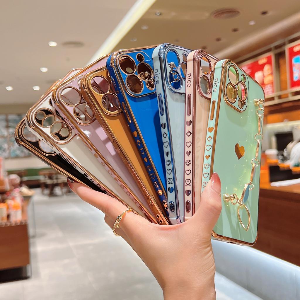 Applicable Side Electroplating Bracelet Apple 17promax Love Mobile Phone Case/15/16 Protective Case 18promax Soft