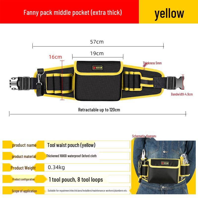 Portable Electrician Tool Belt: Sturdy, Multifunctional Waist Pouch for Construction Site Storage