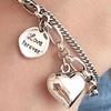 Heart Charm Bracelet Double-Layer Love Heart Alloy Bracelet Adjustable Bracelet with Heart Round Pendant Jewelry for Party Dating Anniversary Gift
