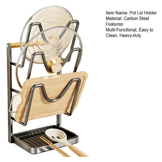 Küchen-Topfdeckel-Aufbewahrungsgestell Kohlenstoffstahl Topfdeckelhalter beim Kochen