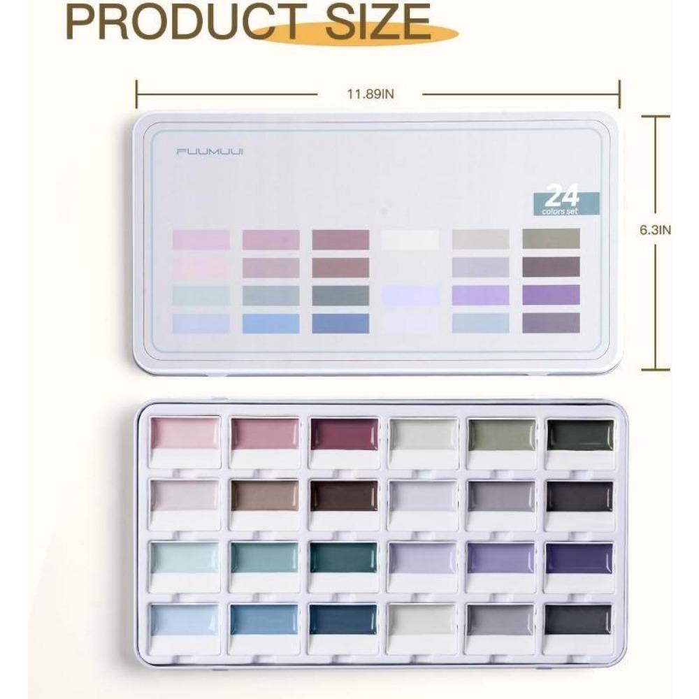 1 SET Fuumuui 24-Farben Deckende Halbfeuchte Solide Aquarellfarbe Set Künstlerbedarf für Künstler Anfänger Malerei Hobbyisten Malerei