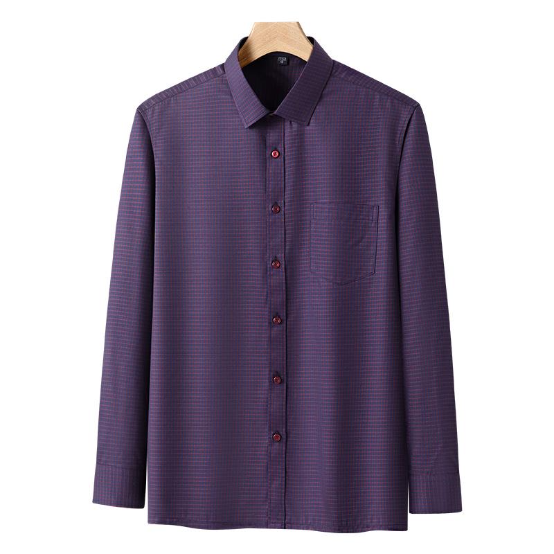 Cămașă cu mâneci lungi cu dungi pentru bărbați, mărime plus: Casual, Respirabil, Tiv drept pentru persoane de vârstă mijlocie și vârstnice