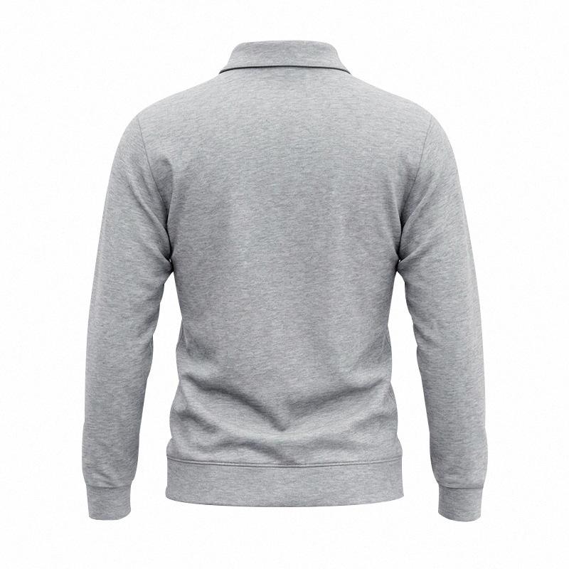 Sudadera con cuello polo de manga larga holgada retro casual para hombre