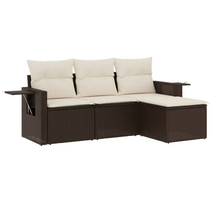 VidaXL Garden Lounge Set with Cushions 4 Pcs, Patio Sofas, Patio Furniture Set, Outdoor Furniture, Brown 3252410