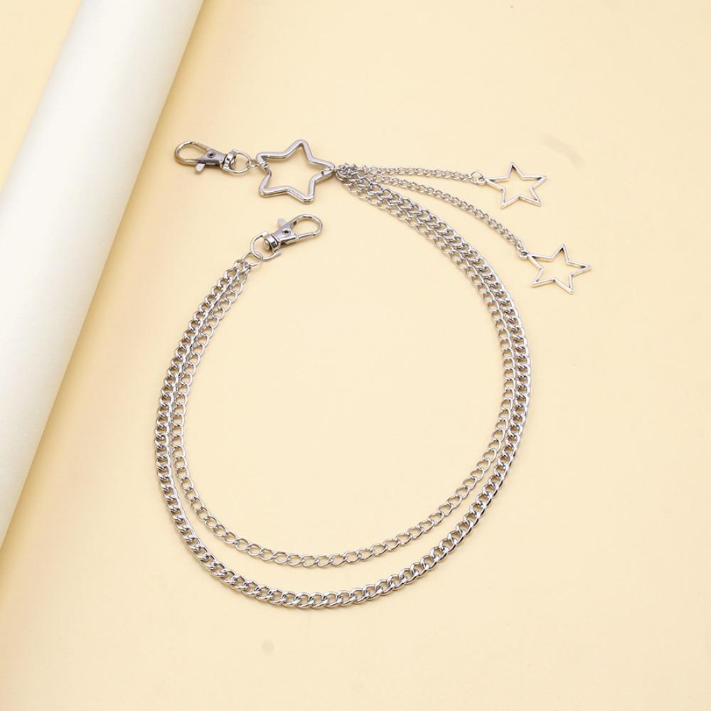 Punk Style Stainless Steel Hollow Star Pendant Trousers Chain for Women Men Personality Hip Hop Rock Body Waist Chain Jewelry