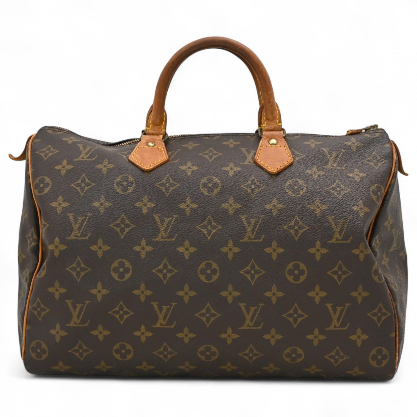

Auth LOUIS VUITTON Monogram Speedy 35 Boston Bag Brown PVC M41524 lv9938ng