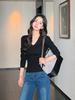 Chic Women's Slim Fit 100% Wool V-Neck Sweater - Versatile Solid Color for Autumn/Winter