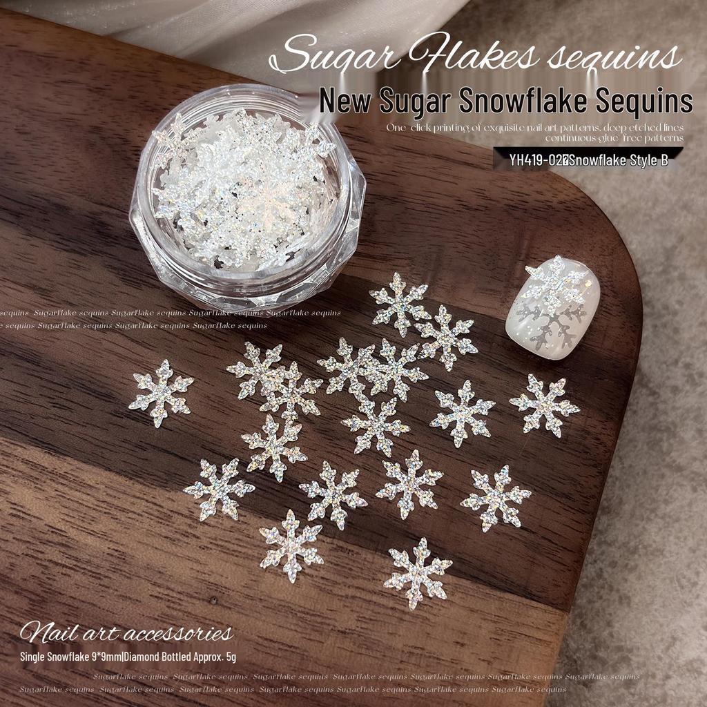 Alloy Snowflake Nail Art Decorations: Gold & Silver Winter Mix