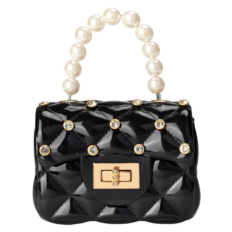 Stylish and Elegant Pearl Diamond Rhombus Bag Mini Children's Shoulder Messenger Handbag