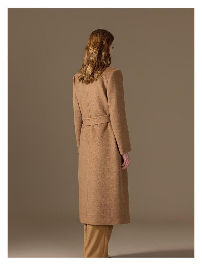 Women's 100% Camel Wool Winter Coat - Thickened, Warm & Straight Shoulder Design