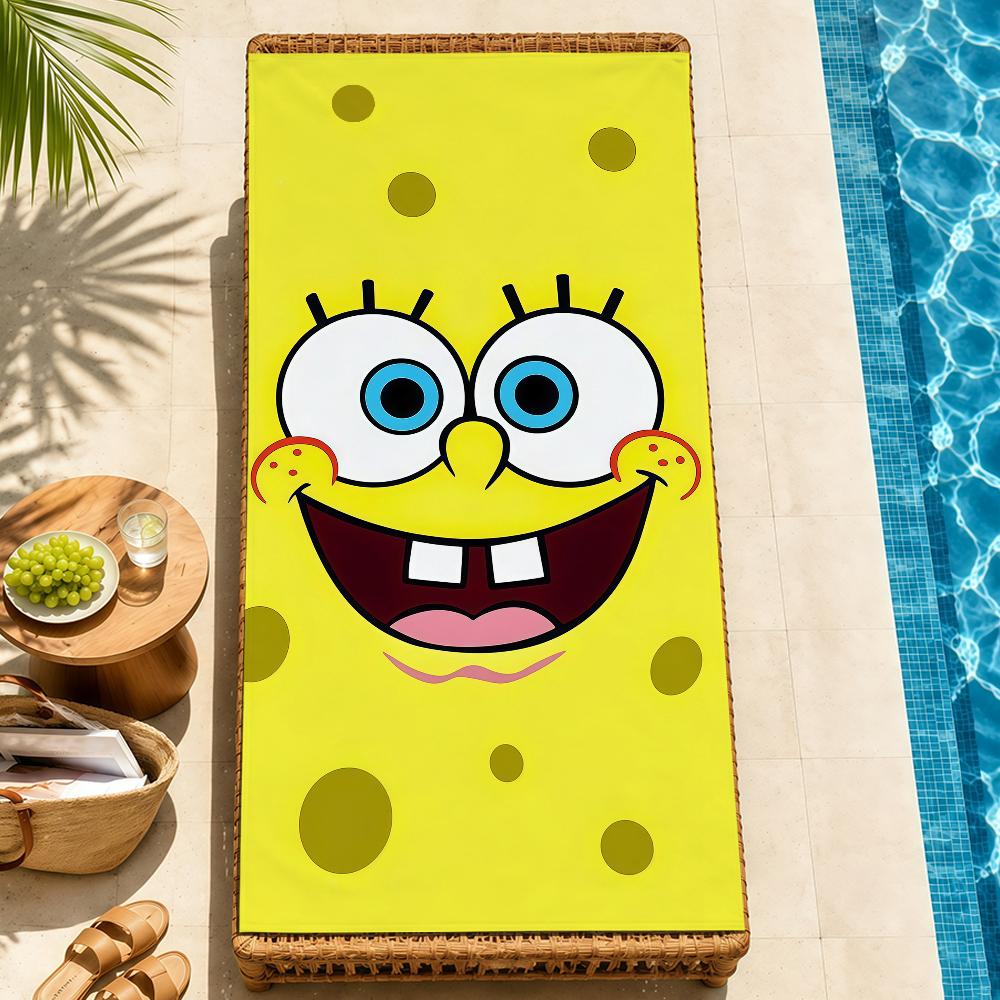 Beach Towels cute b-b-BobS-s Soft fun Quick Dry Pool cartoon s-S-S-SpongeS-eS bathing Towel Travel Gym Spa Camp sport face Gift