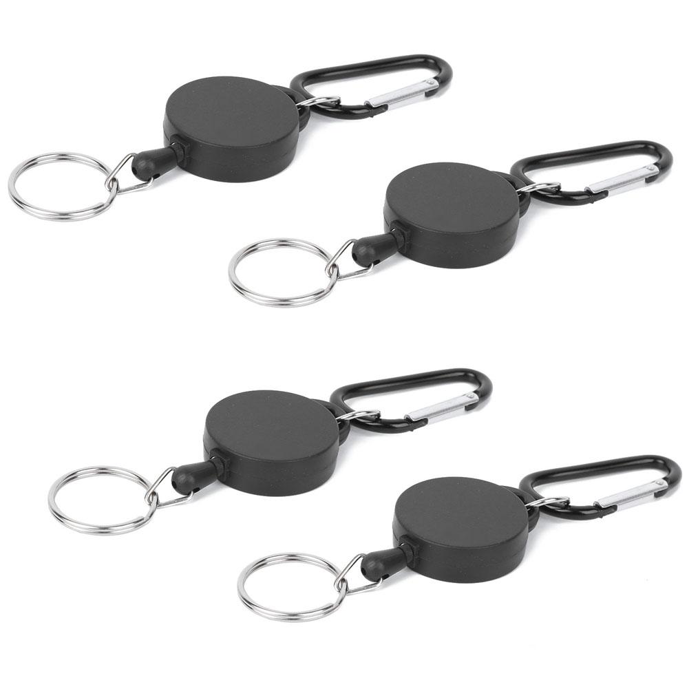 4pcs Telescopic Keychain Anti‑Theft Creative Retractable Key Ring Nylon Rope Outdoor Carabiner Holder for Mobile Phones Wallets