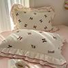 Cherry Lace Overlock Velvet 4-Piece Winter Bedding Set