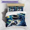 3PC Custom Name Astronaut Space Bedding Set Duvet Cover Closure Includes 1 Duvet Cover & 2 Pillowcases for Bedroom