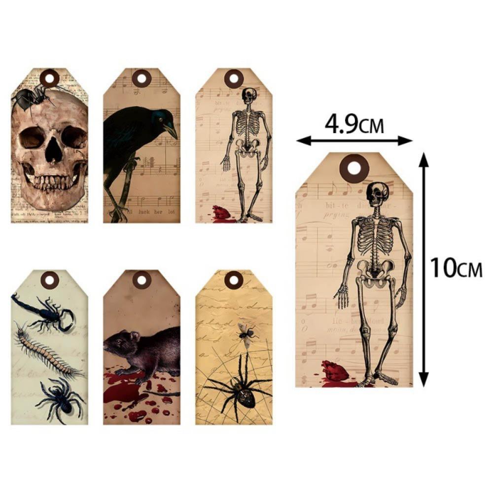 12pcs Vintage Halloween Packing Tags Single Side Pendant Tag Halloween Paper Hanging Tag  Holidays