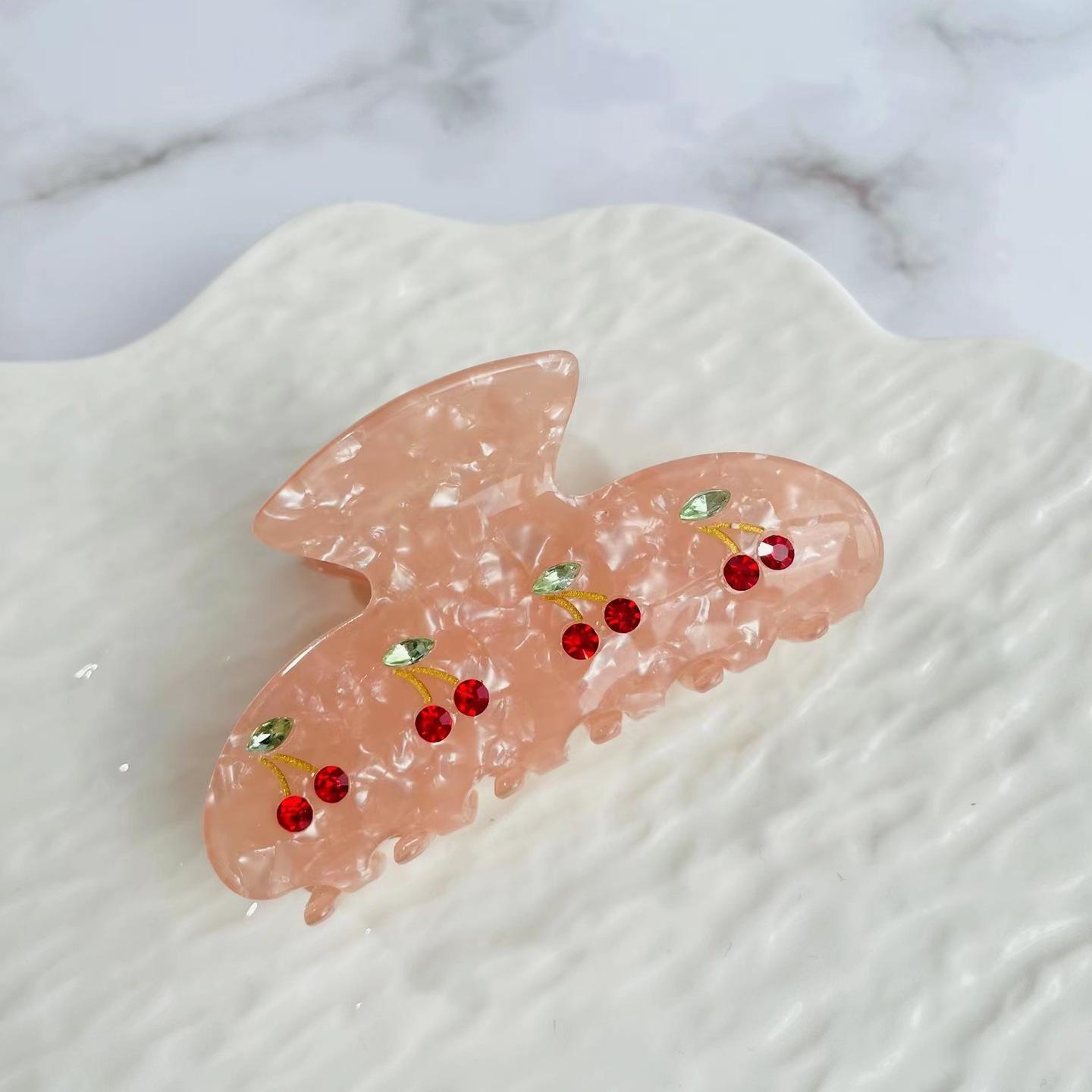 

8 см фруктовая вишня коготь для волос для женщин элегантный ацетатный коготь зажим популярные заколки для волос аксессуары для волос розовый