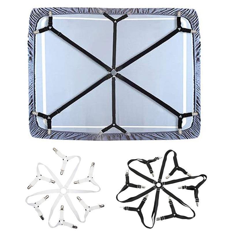 12 Clips Fixed Holder Adjustable Elastic Bed Sheet Holder Mattress Clip Fasteners Cover Blankets Non-Slip Fixing Strap Grippers Black/White