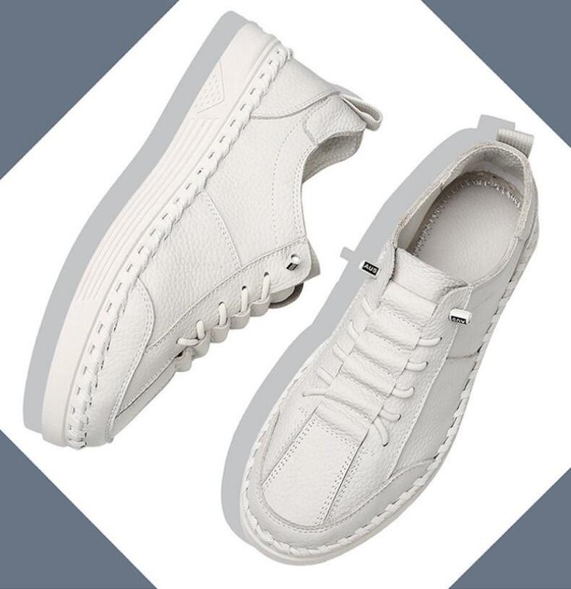 Men Genuine Leather Walking Shoes Spring Summer New Trendy All-match Platform Casual Shoes British Sneakers Mens Slip on Flats