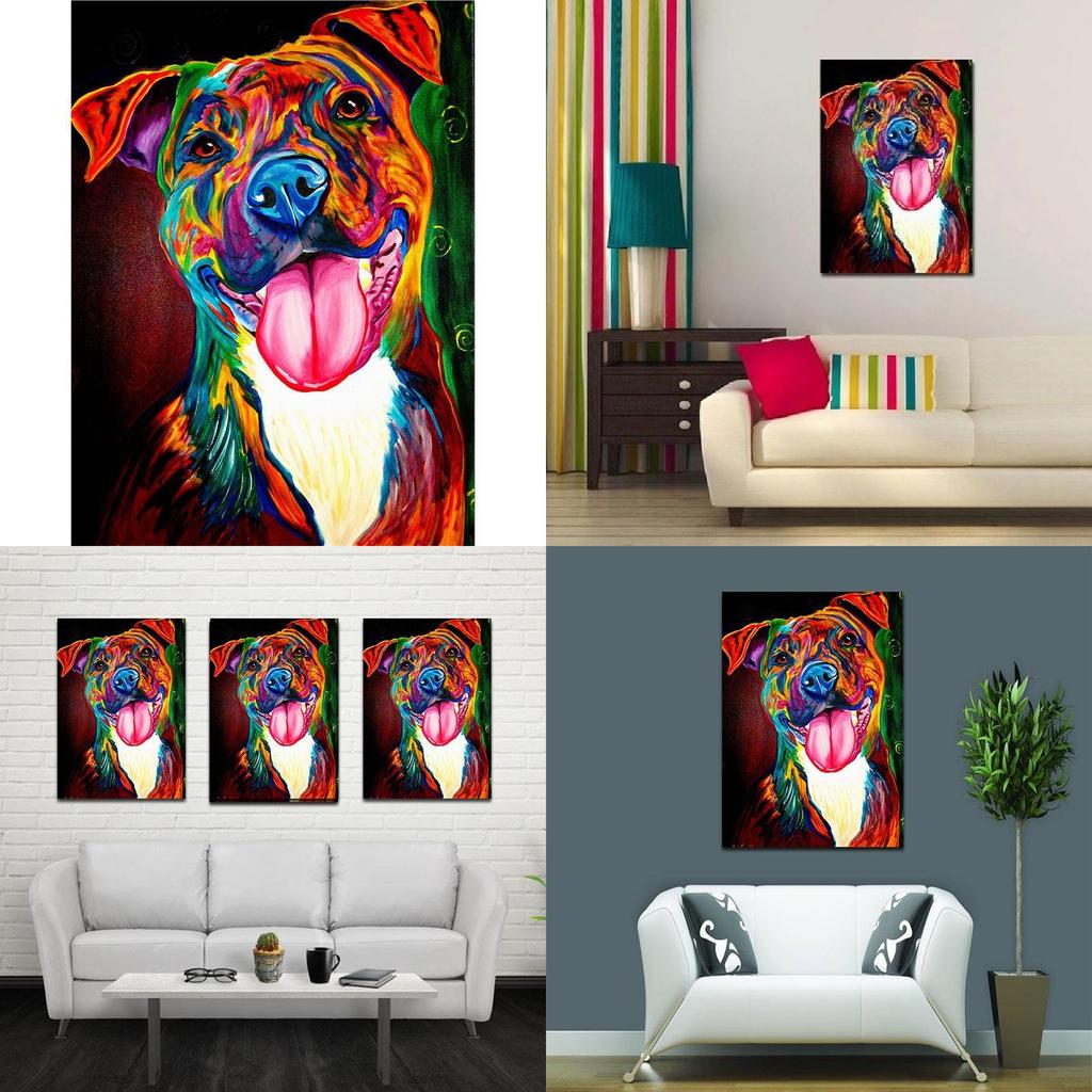 Modern Animal Canvas Wall Art With Spray Painting For Living Room Decor