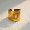 Exquisite Hollow Sun Design Stainless Steel Rings Gold Plated Waterproof High Quality Ladies Jewelry For Daily Wear Vacation