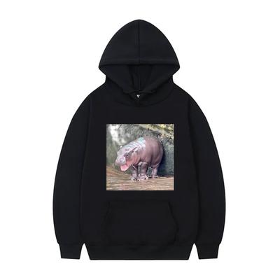Moo Deng Funny Meme Tshirt Baby Hippo Graphic Hoodie Men Women Casual Hooded Sweatshirt Men's Oversized Fleece Cotton Hoodies