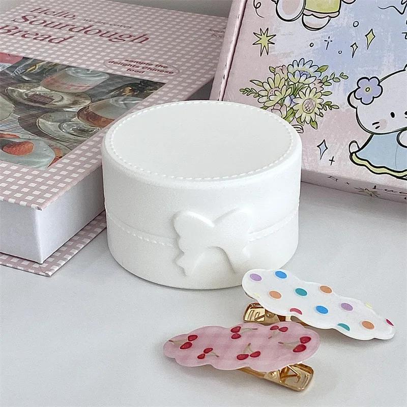 1ks INS roztomilá kulatá úložná krabička s mašlí pro makronky, kawaii dívky, šperky, sponky do vlasů, prachotěsná krabička, cestovní přenosný organizér na drobnosti