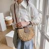 Vintage Bohemian Weave Straw Shoulder Bag Rattan Hollowed Out Semicircle Crossbody Bag Large Capacity Handbag Beach Bag Outdoor