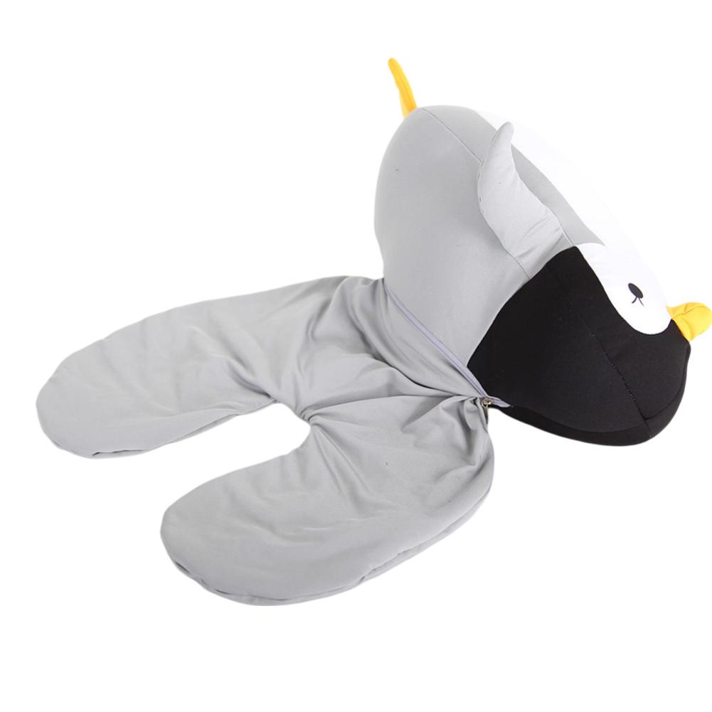 Perne de călătorie deformabile 2 în 1 în formă de U, adulți/copii, pinguini, pisici, pernă de călătorie în formă de animal, jucărie de pluș, pernă pentru gât