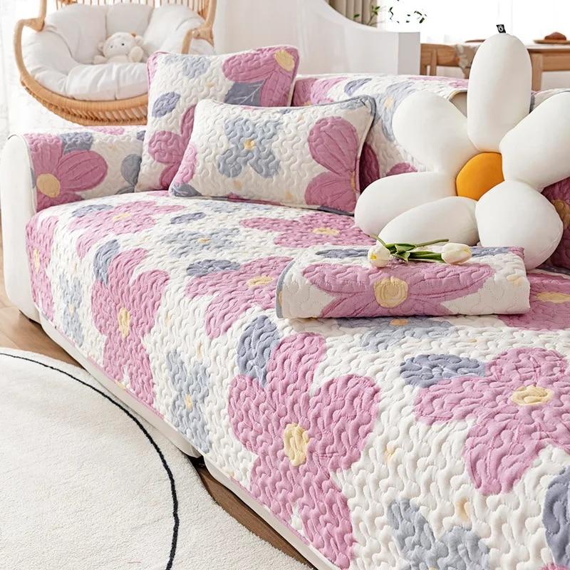 Rutschfestes Baumwollkissen Universal Moderner Sofabezug Überwurfhandtuch Unifarbener Sofakissenbezug Vier Jahreszeiten Reine Baumwolle Stoff