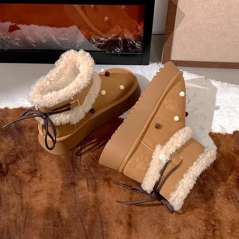 

Дом Судина! Маленькие розовые сноубутсы на толстой подошве, милая сестренка, милые короткие бархатные ботинки из хлопка с защитой от холода для Северо-Востока, нескользящие. 40 коричневый