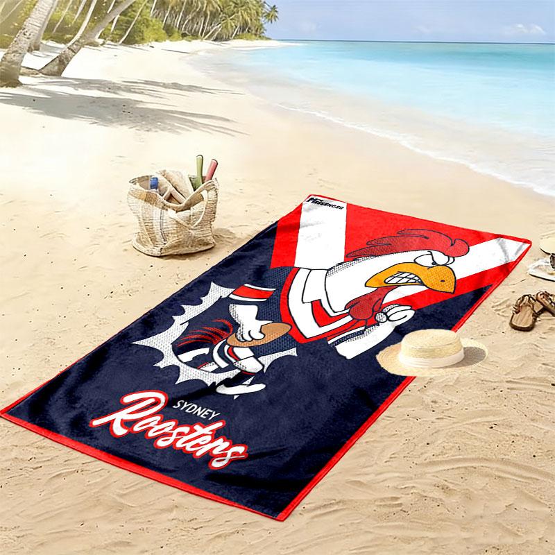 Sydney Roosters Legacy Print Beach Towel, Large Soft Quick Dry Towel for Beach Camping Swimming