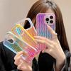 For iPhone 15 Pro Case Wavy Pattern Gradient Iridescent Design TPU + PC Phone Cover