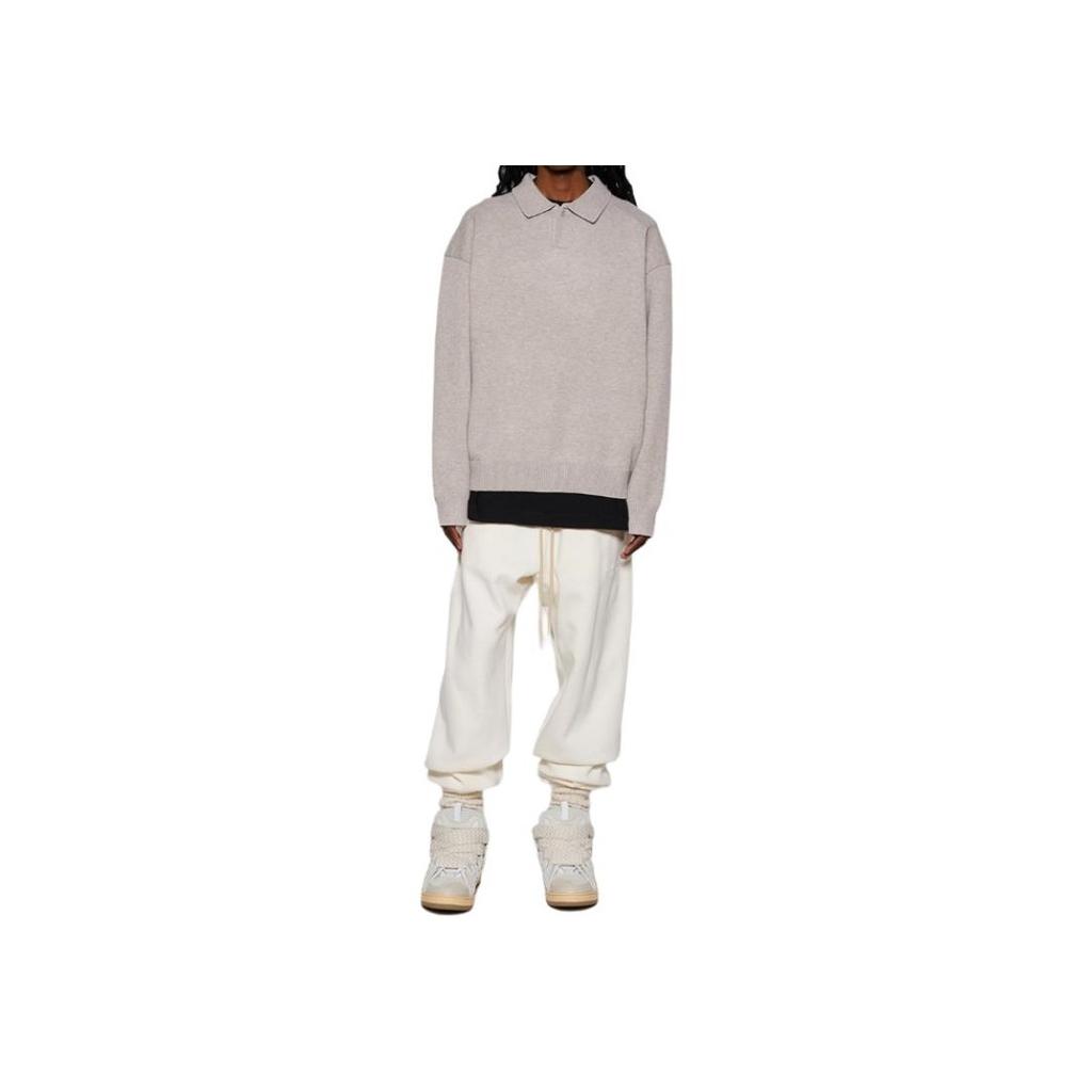 Fear of God Essentials Knit Polo Core Heather Men Tops Brown 192BT232184F
