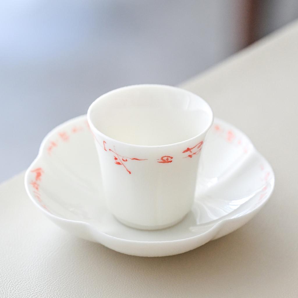 Ceramic Sancai Cover Bowl Handwritten Seven Bowls Of Tea Poems Smell Fragrance Cup Teacup Household Tea Breaker Anti-Scalding Hand Kung Fu Tea Set