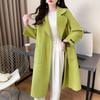 Women's Autumn and Winter Medium-length Temperament Loose Lacing Coat Solid Color Double-sided Velvet Coat