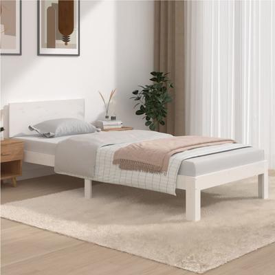 Vidaxl Bed Frame, White, Solid Pine Wood, 90 X 200 Cm
