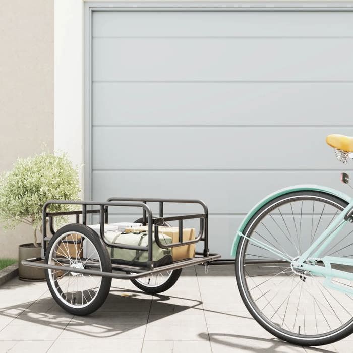 VidaXL Remorque de Vélo, Chariot de Transport, Remorque de Bicyclette, Remorque à Bagages Jardin Extérieur, 130x73x48,5 cm 91770