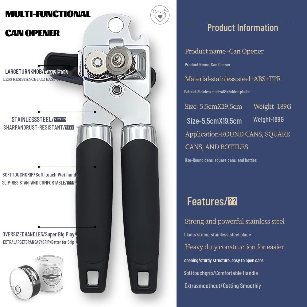 Multi-Functional Cross-Border Manual Can & Bottle Opener for Home Use