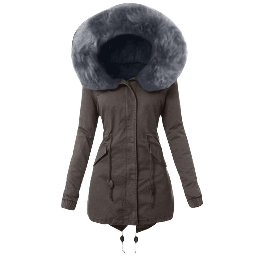 Ladies  Coat Womens Winter Warm Thick Long Jacket Hooded Overcoat