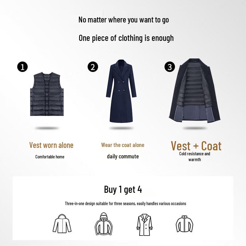 Trojeman Women's Wool Blend Coat with Detachable Down Liner