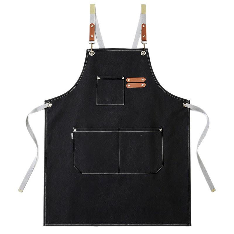 Stylish Cross-Back Waterproof Canvas Apron - Customizable for Coffee Shops, Kitchens, and Gardening