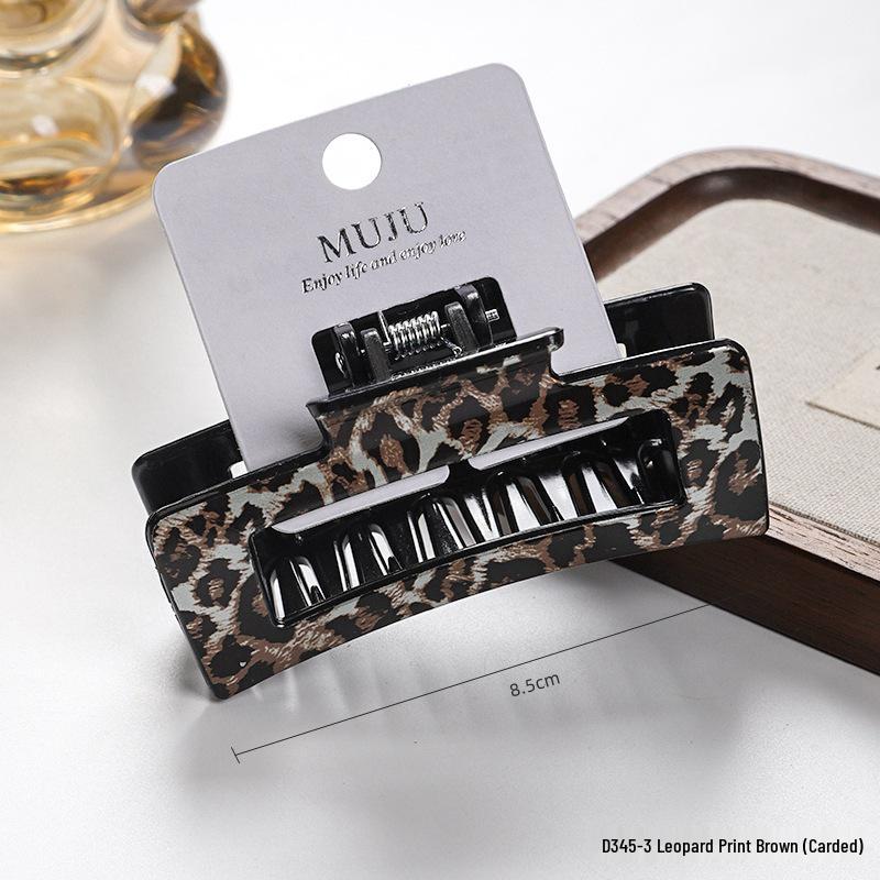 Leopard Print Claw Clip: High-End Shark Style Hair Accessory for Women, Korean-Inspired Ponytail or Back of Head Clip.