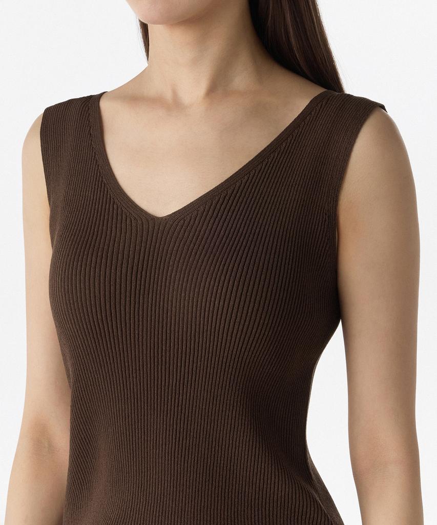 MUSINSA STANDARD WOMAN Women'S Ribbed V-Neck Knit Sleeveless Top [Brown]