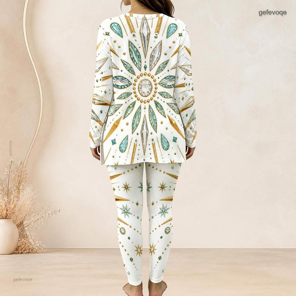 Women Plus Size Two Piece Pants Set Half Zip Neck Long Sleeve Printed Longline Top Fitted Pants Black White