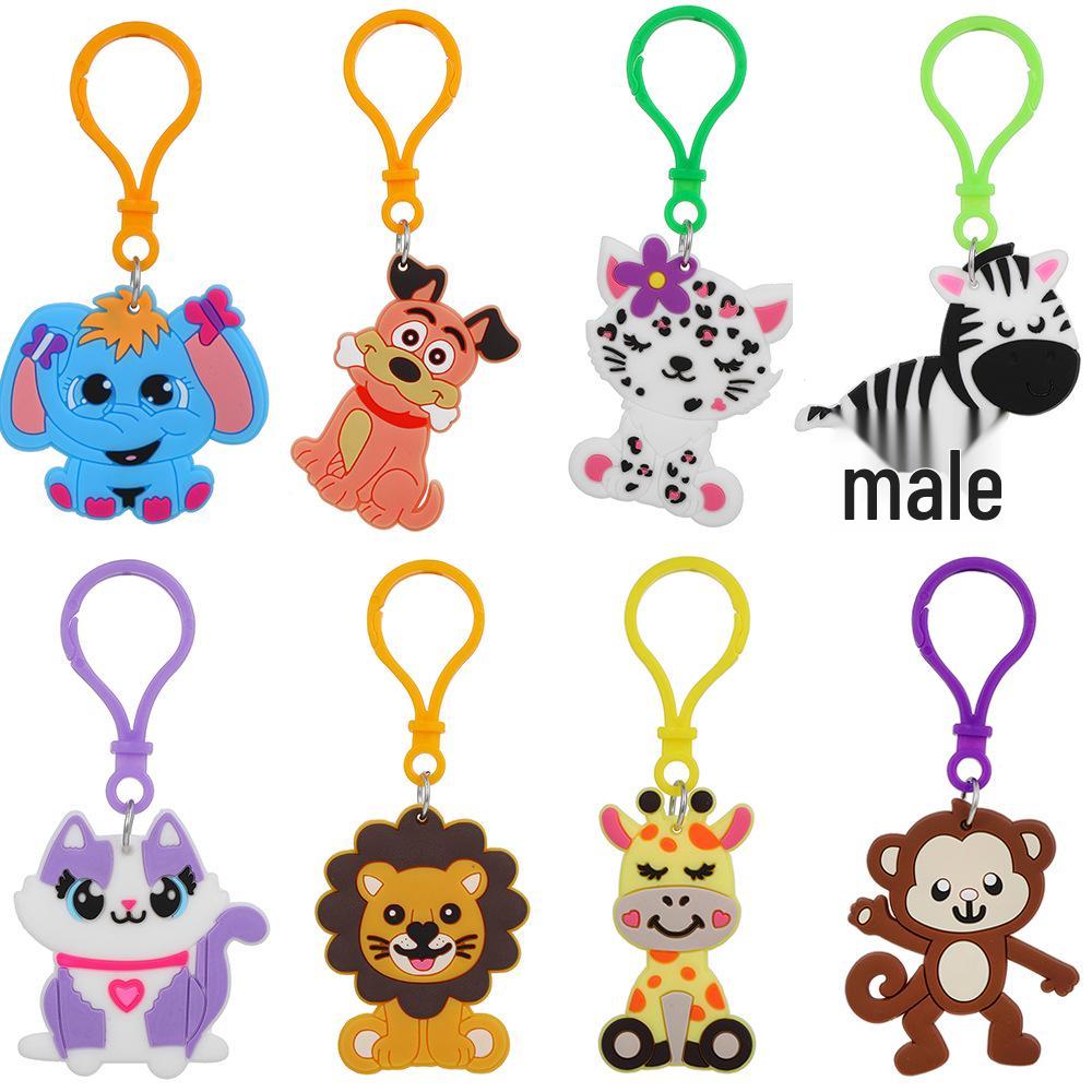 Jungle Animal Cartoon Keychain - Cute PVC Epoxy Pendant for Car Keys